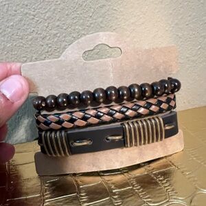 Men's Brown and Black Bracelet Set 3 pc